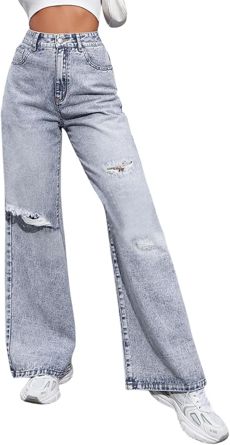 Retro Street Hip Hop Jeans Feng Shui Washed Old Straight Leg Wide Leg Pants Loose Floor Sweeping Jean for Tall