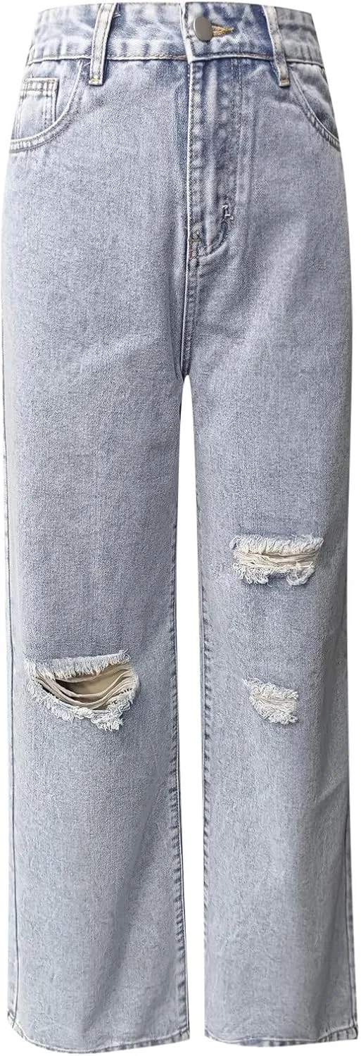 Retro Street Hip Hop Jeans Feng Shui Washed Old Straight Leg Wide Leg Pants Loose Floor Sweeping Jean for Tall