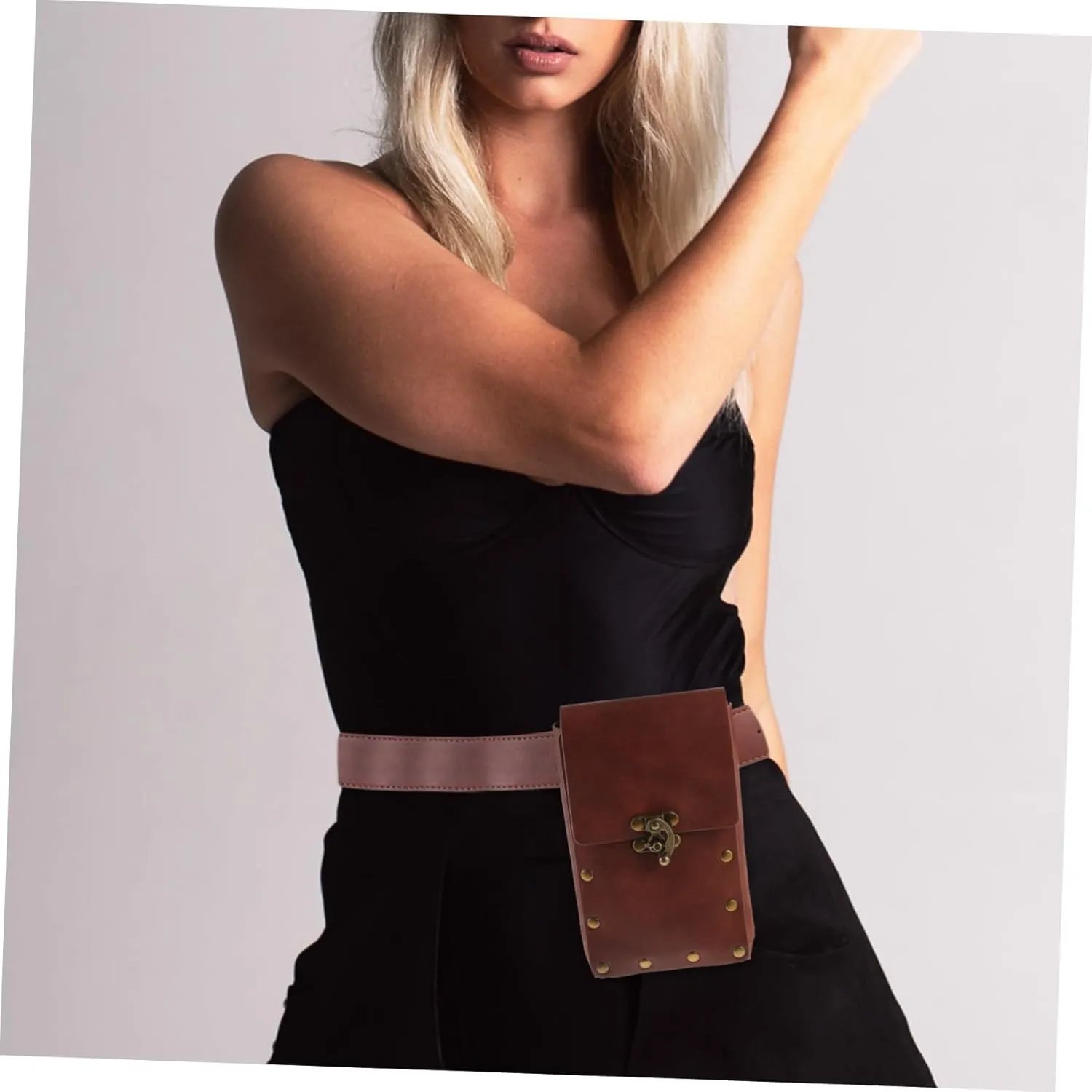 Retro Waist Pouch Fashionable Belt Bag Pu Material for Travel Everyday Use