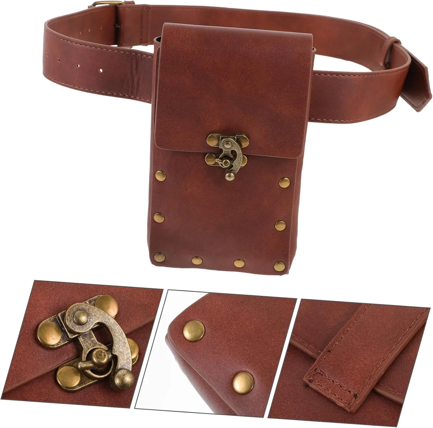 Retro Waist Pouch Fashionable Belt Bag Pu Material for Travel Everyday Use