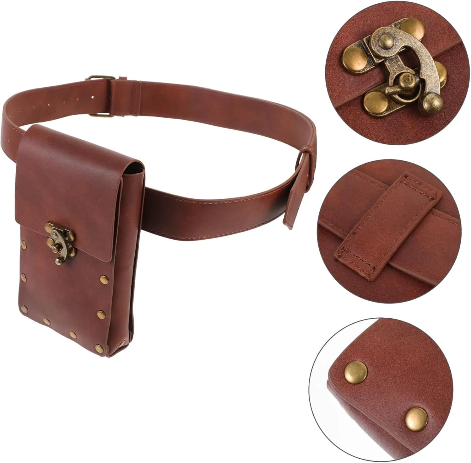 Retro Waist Pouch Fashionable Belt Bag Pu Material for Travel Everyday Use