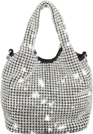 Rhinestone Chain Bag,Shining Diamond Bucket Bag for wome Fashionable Hand-held Crossbody Bag