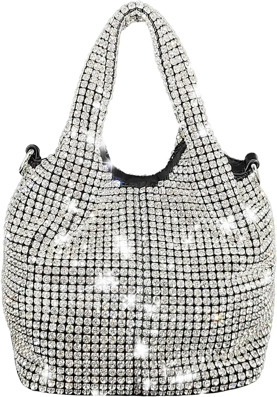 Rhinestone Chain Bag,Shining Diamond Bucket Bag for wome Fashionable Hand-held Crossbody Bag