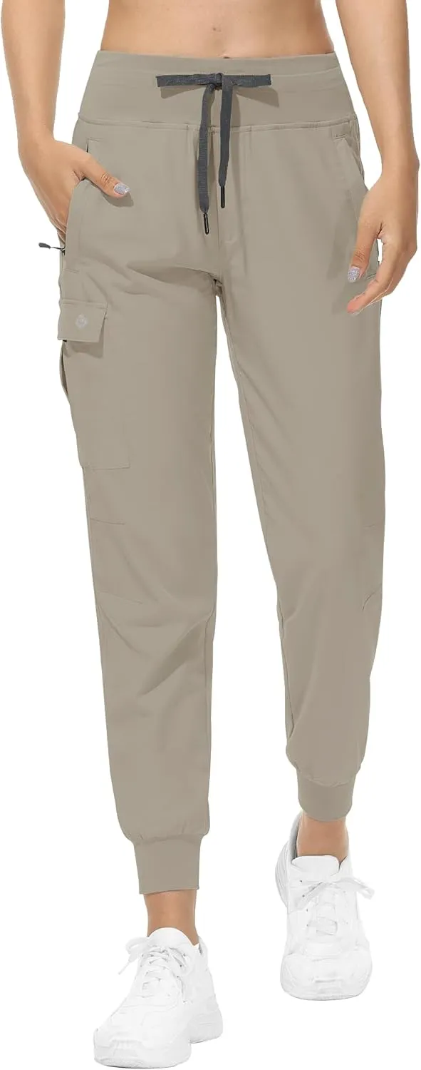 RlaGed Womens Cargo Hiking Pants Lightweight Joggers Quick Dry Water Resistant Outdoor Fishing UPF 50 Zipper Pockets