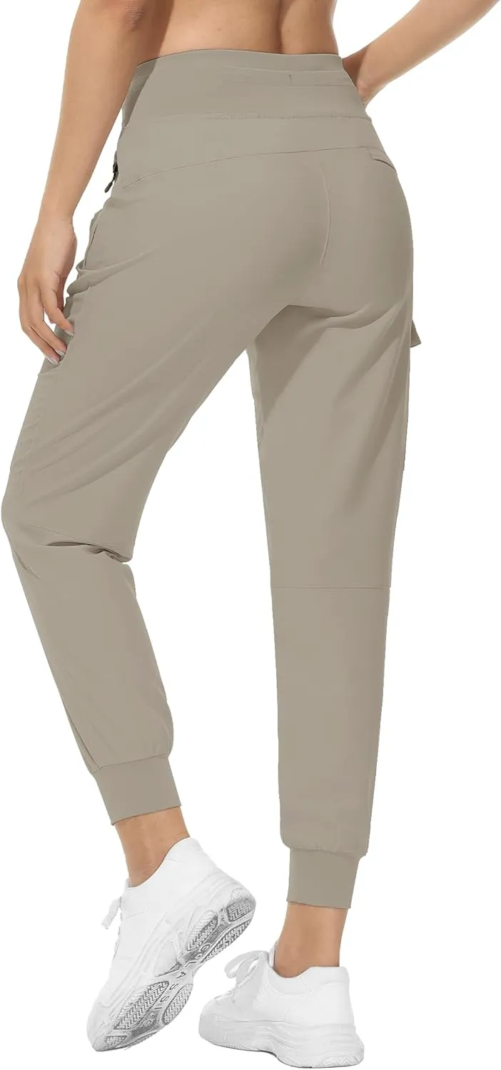 RlaGed Womens Cargo Hiking Pants Lightweight Joggers Quick Dry Water Resistant Outdoor Fishing UPF 50 Zipper Pockets