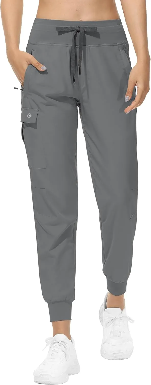 RlaGed Womens Cargo Hiking Pants Lightweight Joggers Quick Dry Water Resistant Outdoor Fishing UPF 50 Zipper Pockets
