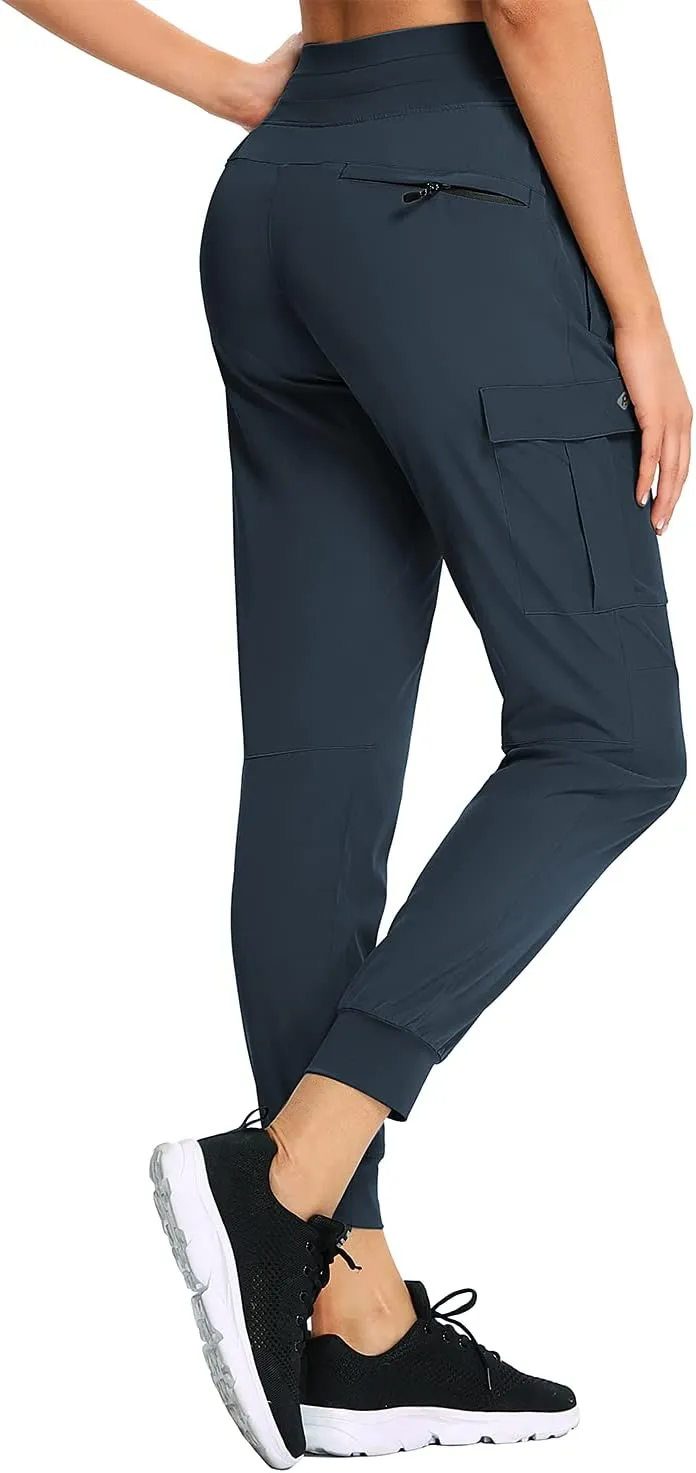 RlaGed Womens Cargo Hiking Pants Lightweight Joggers Quick Dry Water Resistant Outdoor Fishing UPF 50 Zipper Pockets