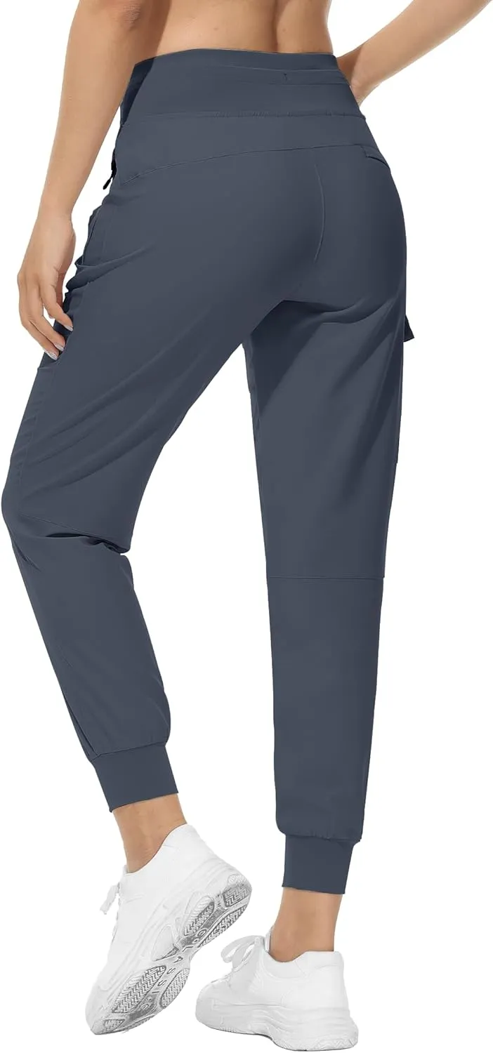 RlaGed Womens Cargo Hiking Pants Lightweight Joggers Quick Dry Water Resistant Outdoor Fishing UPF 50 Zipper Pockets