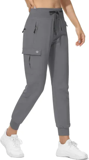 RlaGed Womens Cargo Hiking Pants Lightweight Joggers Quick Dry Water Resistant Outdoor Fishing UPF 50 Zipper Pockets
