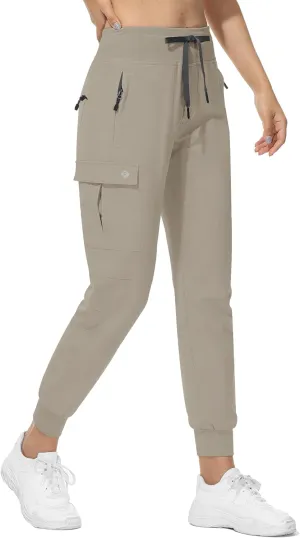 RlaGed Womens Cargo Hiking Pants Lightweight Joggers Quick Dry Water Resistant Outdoor Fishing UPF 50 Zipper Pockets