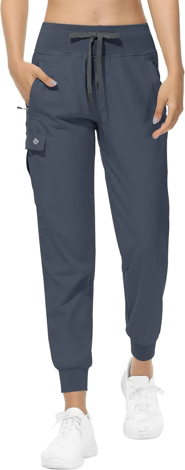 RlaGed Womens Cargo Hiking Pants Lightweight Joggers Quick Dry Water Resistant Outdoor Fishing UPF 50 Zipper Pockets