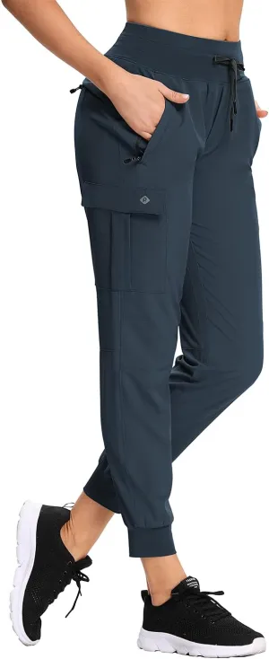 RlaGed Womens Cargo Hiking Pants Lightweight Joggers Quick Dry Water Resistant Outdoor Fishing UPF 50 Zipper Pockets