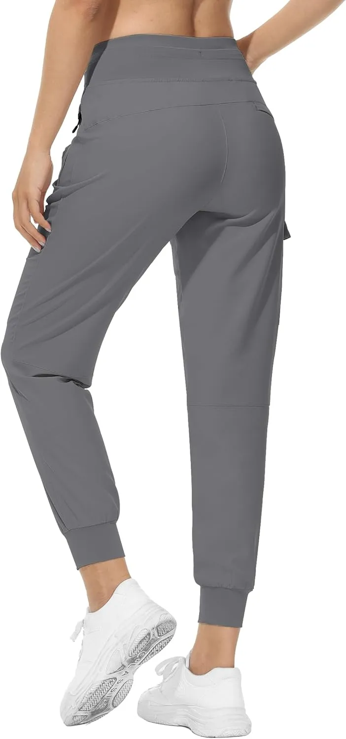 RlaGed Womens Cargo Hiking Pants Lightweight Joggers Quick Dry Water Resistant Outdoor Fishing UPF 50 Zipper Pockets