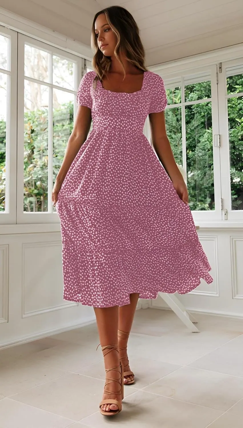 Roll Up Women's Spring Summer Dresses Party Casual Floral Print Boho Elegant Beautiful Cute Midi Long Maxi Dress