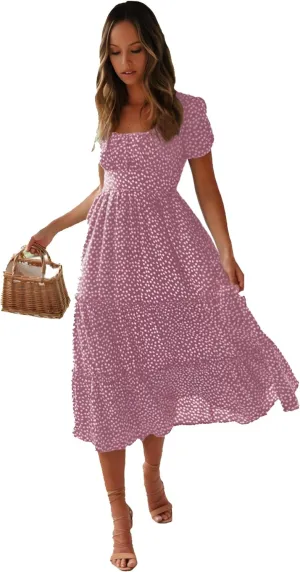 Roll Up Women's Spring Summer Dresses Party Casual Floral Print Boho Elegant Beautiful Cute Midi Long Maxi Dress