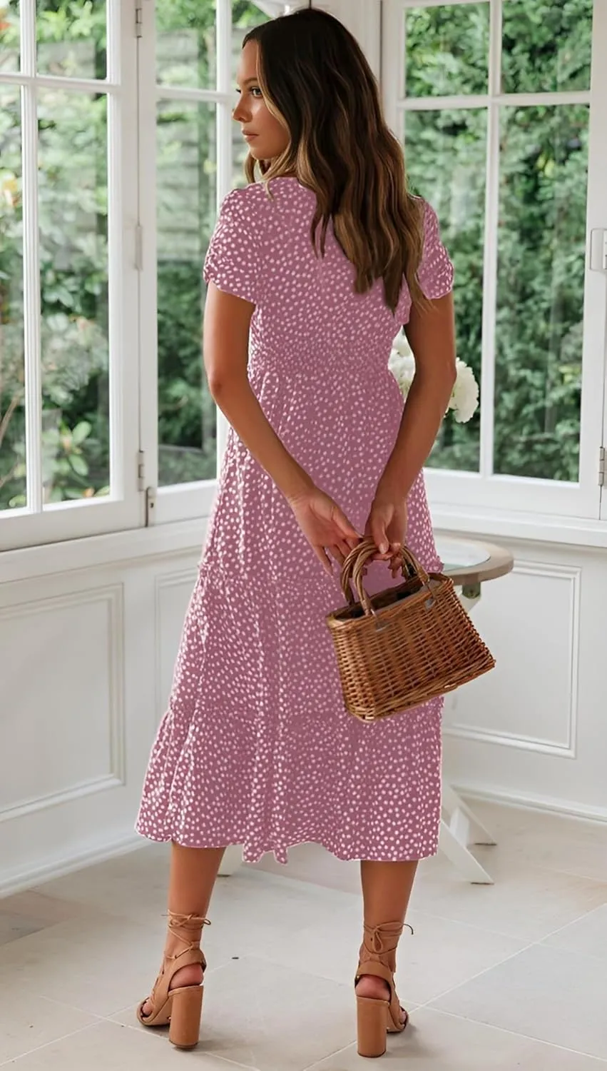 Roll Up Women's Spring Summer Dresses Party Casual Floral Print Boho Elegant Beautiful Cute Midi Long Maxi Dress