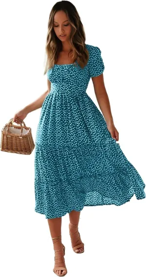 Roll Up Women's Spring Summer Dresses Party Casual Floral Print Boho Elegant Beautiful Cute Midi Long Maxi Dress
