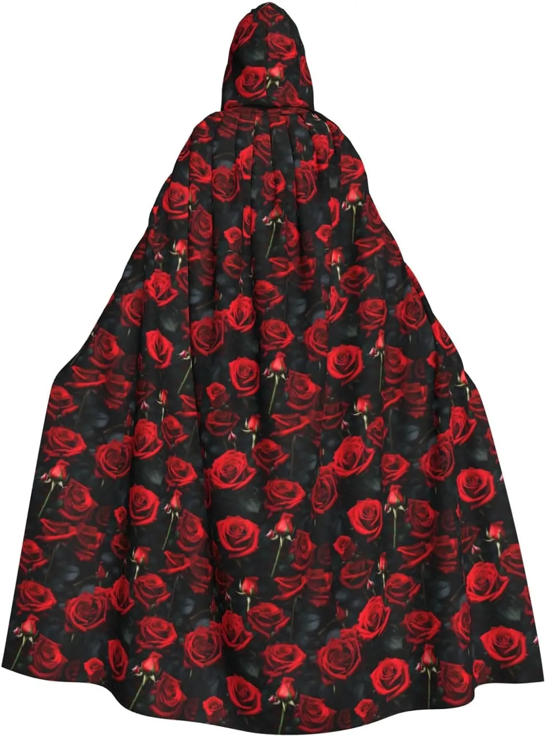 rose flower print Hooded cape for adults, Oversized Hooded Cloak with Bow Tie, Adult party dress cape