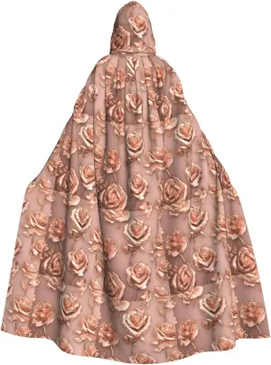 Rose Gold Wallpaper print Hooded cape for adults, Oversized Hooded Cloak with Bow Tie, Adult party dress cape