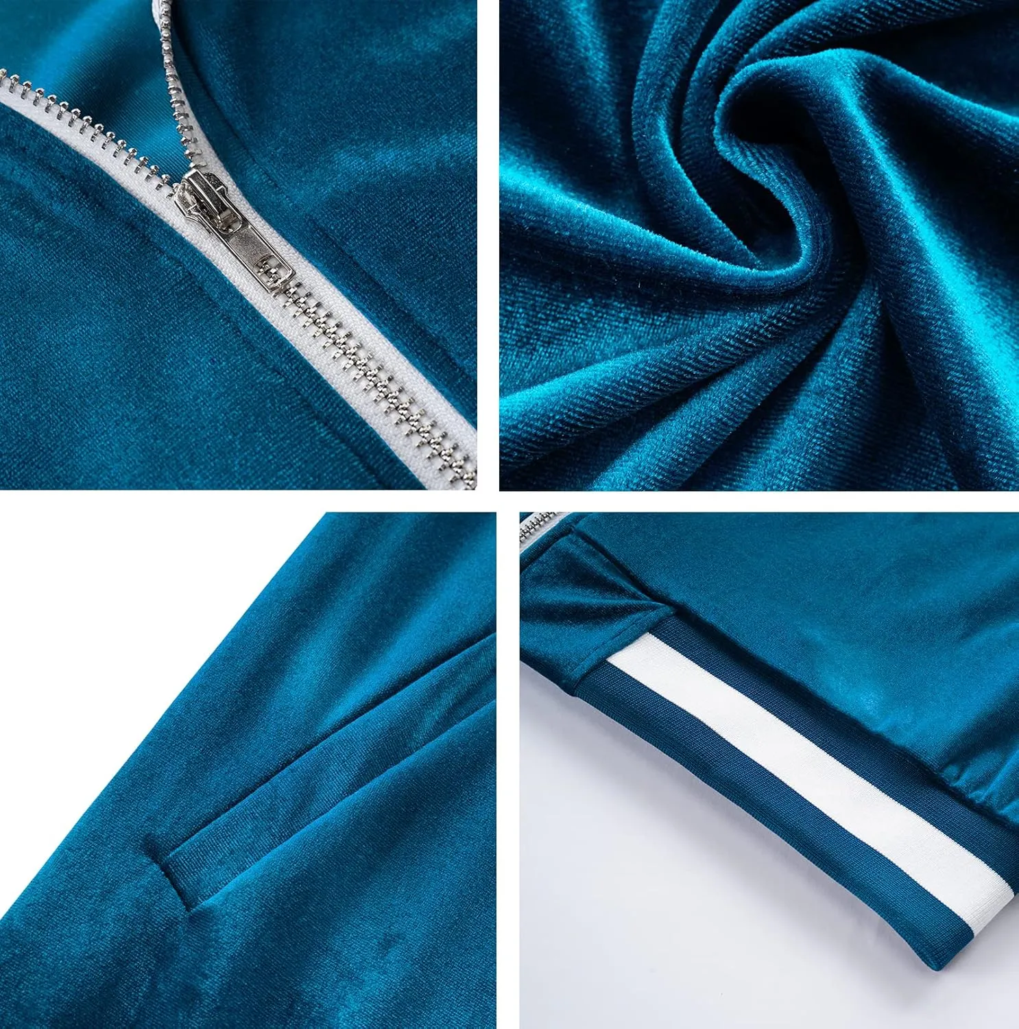 RPOVIG Velour Tracksuit Sweatsuit Velvet:Men's Jogging track suit 2 Pieces Set Zip Up Sweatshirts Jacket Pants With Pockets