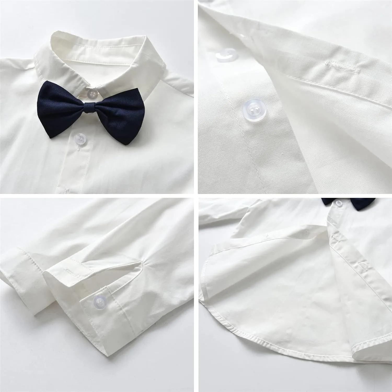 SANGTREE Boys' Formal Suits Sets Gentleman Outfits, Vest   Suspender Pants   Shirt   Bow Tie & Scarf, 3 Months - 14 Years