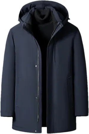 SaoBiiu Middle-Aged Men Down Jacket Winter Liner Detachable Down Coat Hooded Thick Warm Parkas