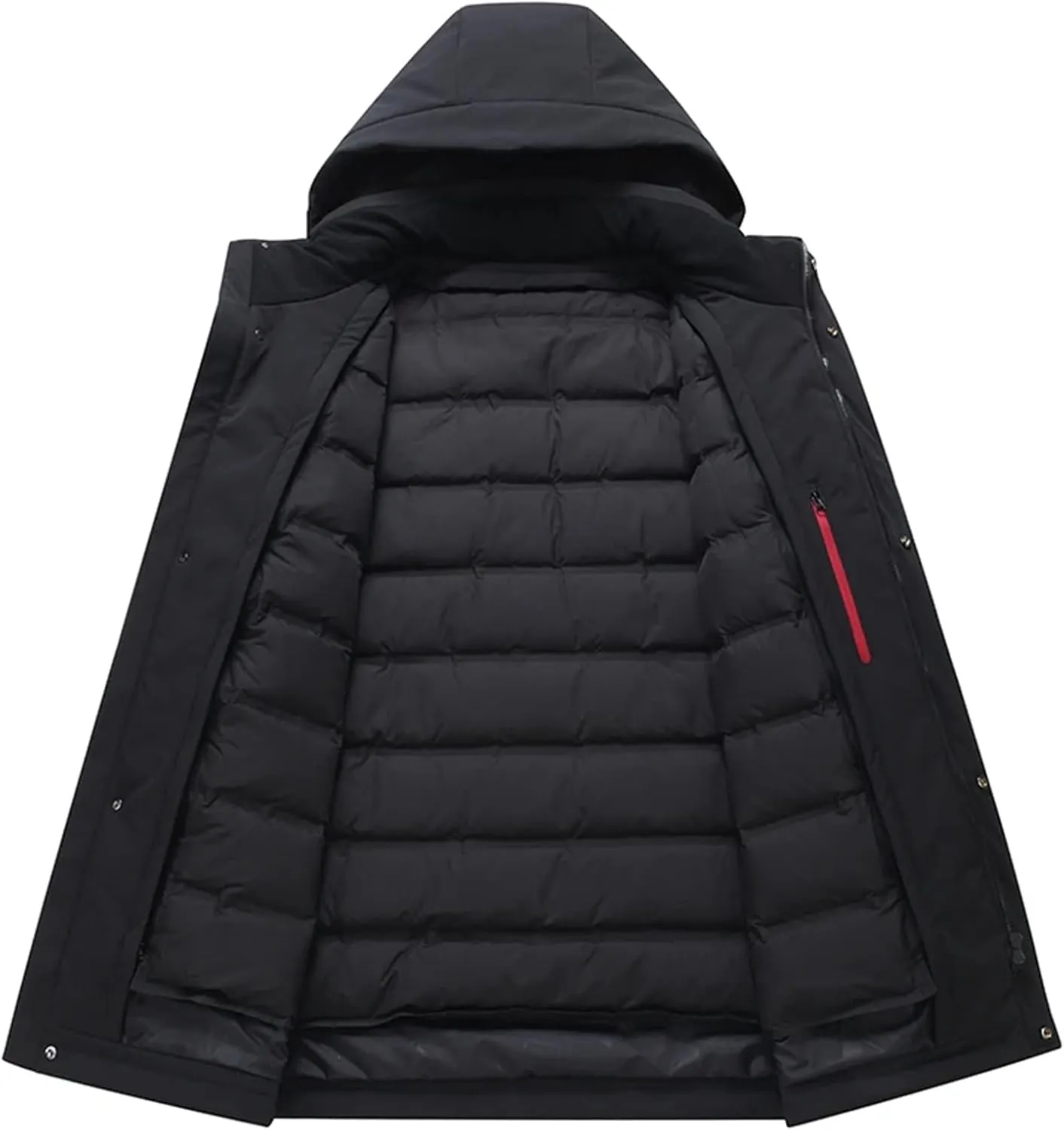 SaoBiiu Middle-Aged Men Down Jacket Winter Liner Detachable Down Coat Hooded Thick Warm Parkas