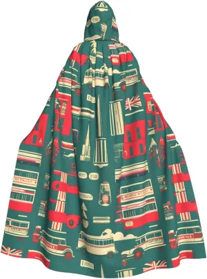 Scottish retro print Hooded cape for adults, Oversized Hooded Cloak with Bow Tie, Adult party dress cape
