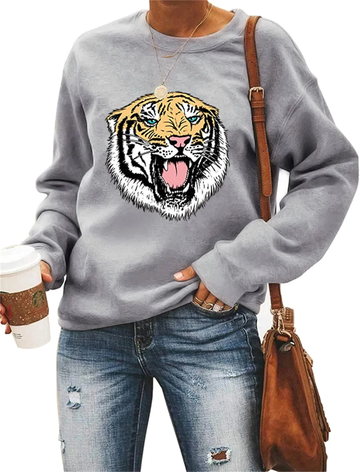 Sea Zaela Women Casual Fall Oversized Sweatshirts For Women Long Sleeve Tops Crewneack Cute Graphic Loose Fit Pullover