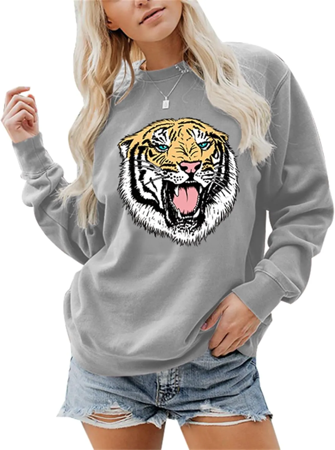Sea Zaela Women Casual Fall Oversized Sweatshirts For Women Long Sleeve Tops Crewneack Cute Graphic Loose Fit Pullover
