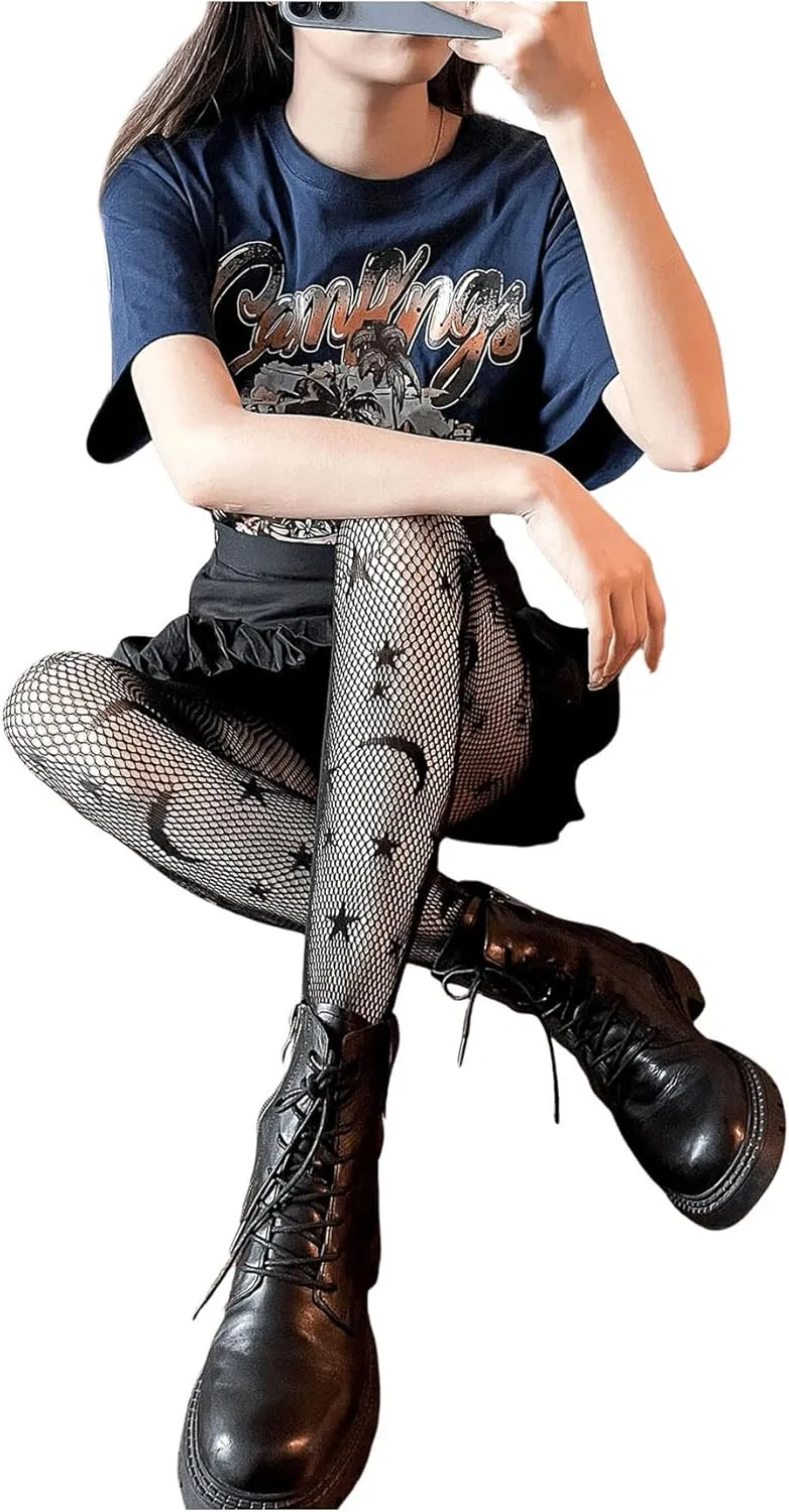 SHENHE Women's 1pc Sheer Mesh Pattern Tights High Waist Fashionable Sexy Streetwear Fishnet Stockings