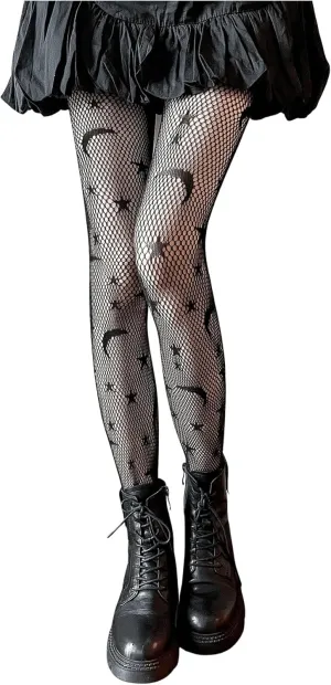 SHENHE Women's 1pc Sheer Mesh Pattern Tights High Waist Fashionable Sexy Streetwear Fishnet Stockings