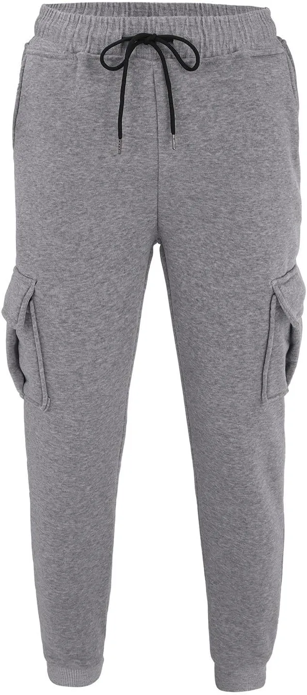 Slim Fit Cargo Pants Mens Multi-Pockets Solid Jpggers Sweatpants Drawstring Outdoor Athletic Cotton Lounge Track Pants