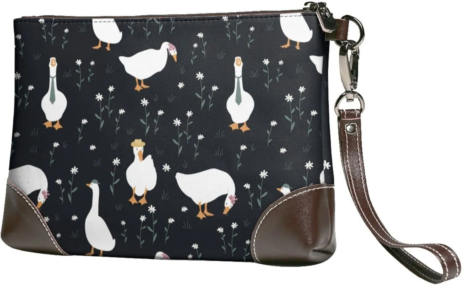 Small Clutch Purses for Women - Fashionable Goose Leather Wristlet Wallets for Women with Wrist Strap