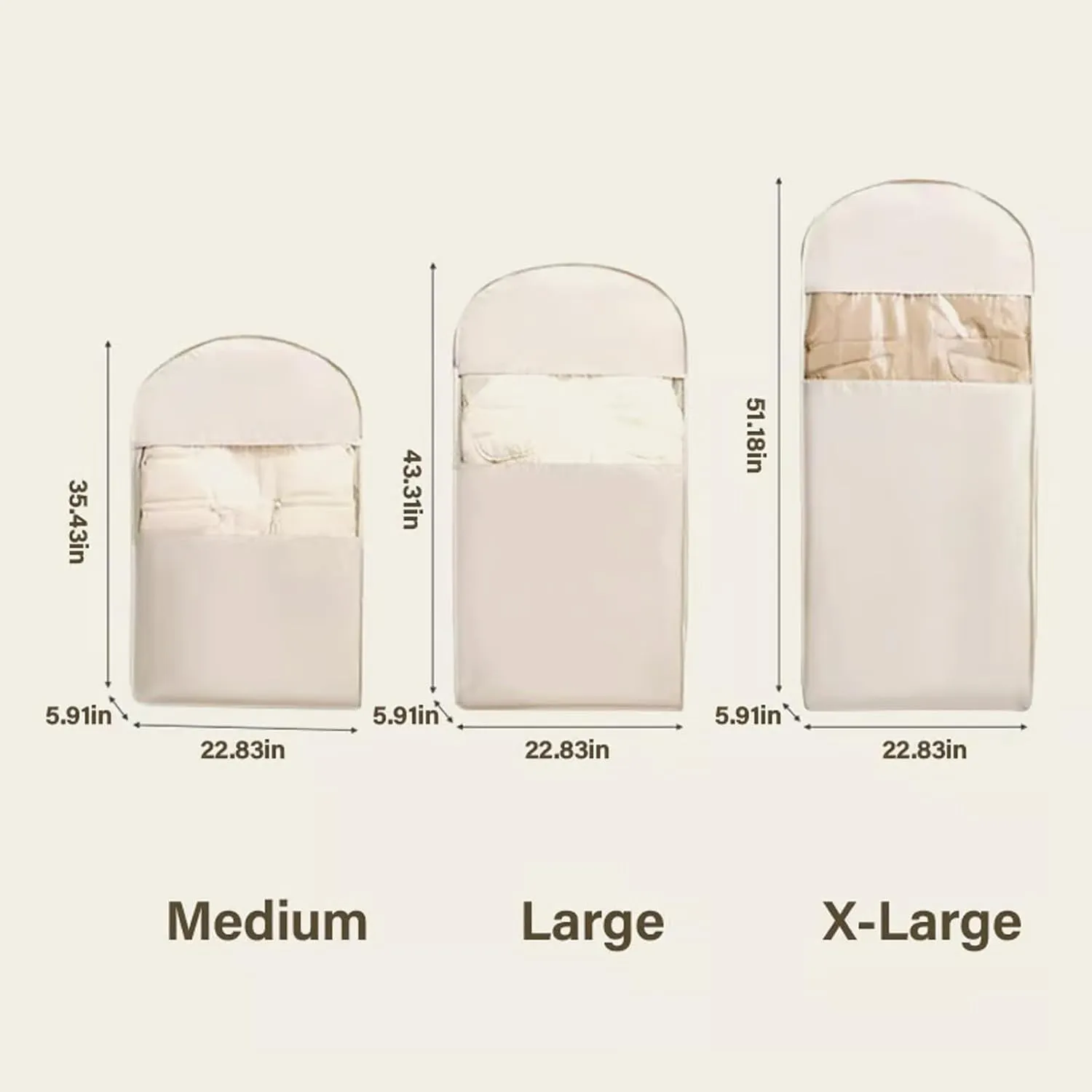 Space Saving Hanging Garment Bag with Self Compression Zipper, 2025 New Space Saving Hanging Protector, Suitable for Down Jackets and Wardrobe Organization and Storage, (Apricot pink,L XL)