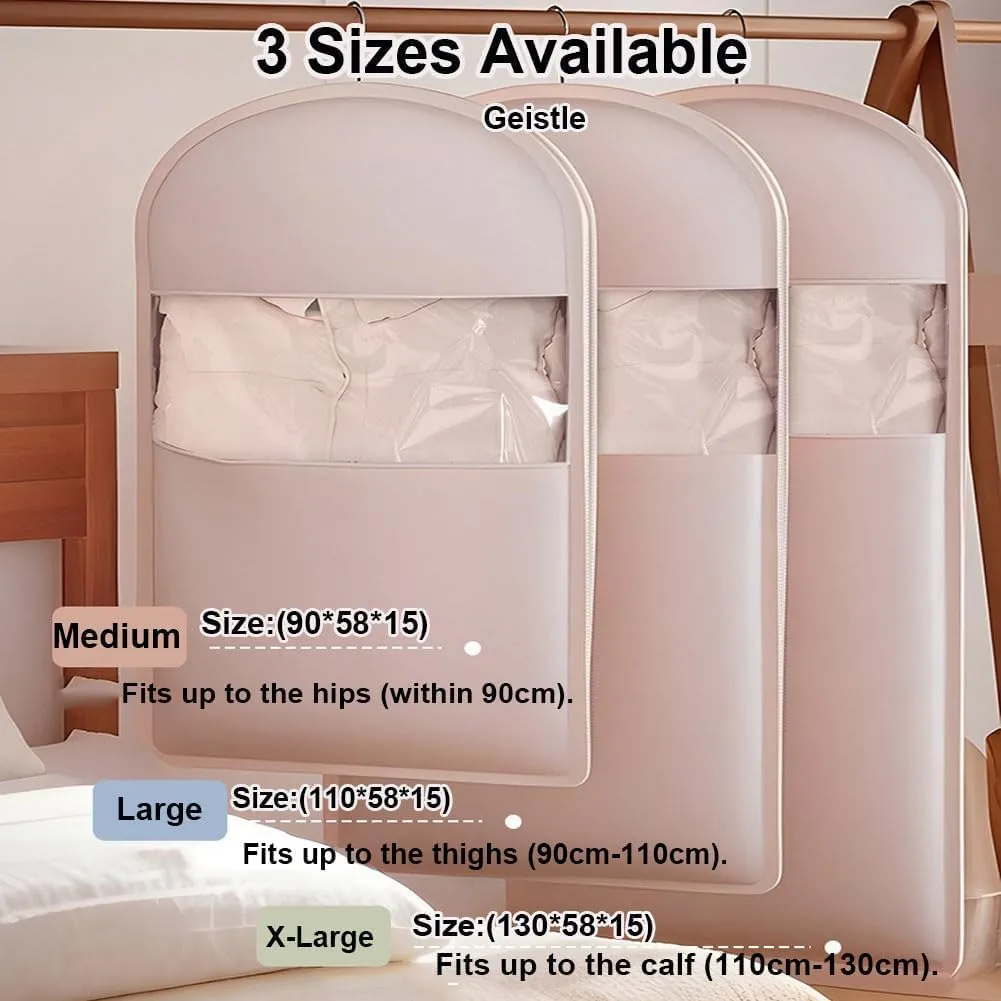 Space Saving Hanging Garment Bag with Self Compression Zipper, 2025 New Space Saving Hanging Protector, Suitable for Down Jackets and Wardrobe Organization and Storage, (Apricot pink,L XL)