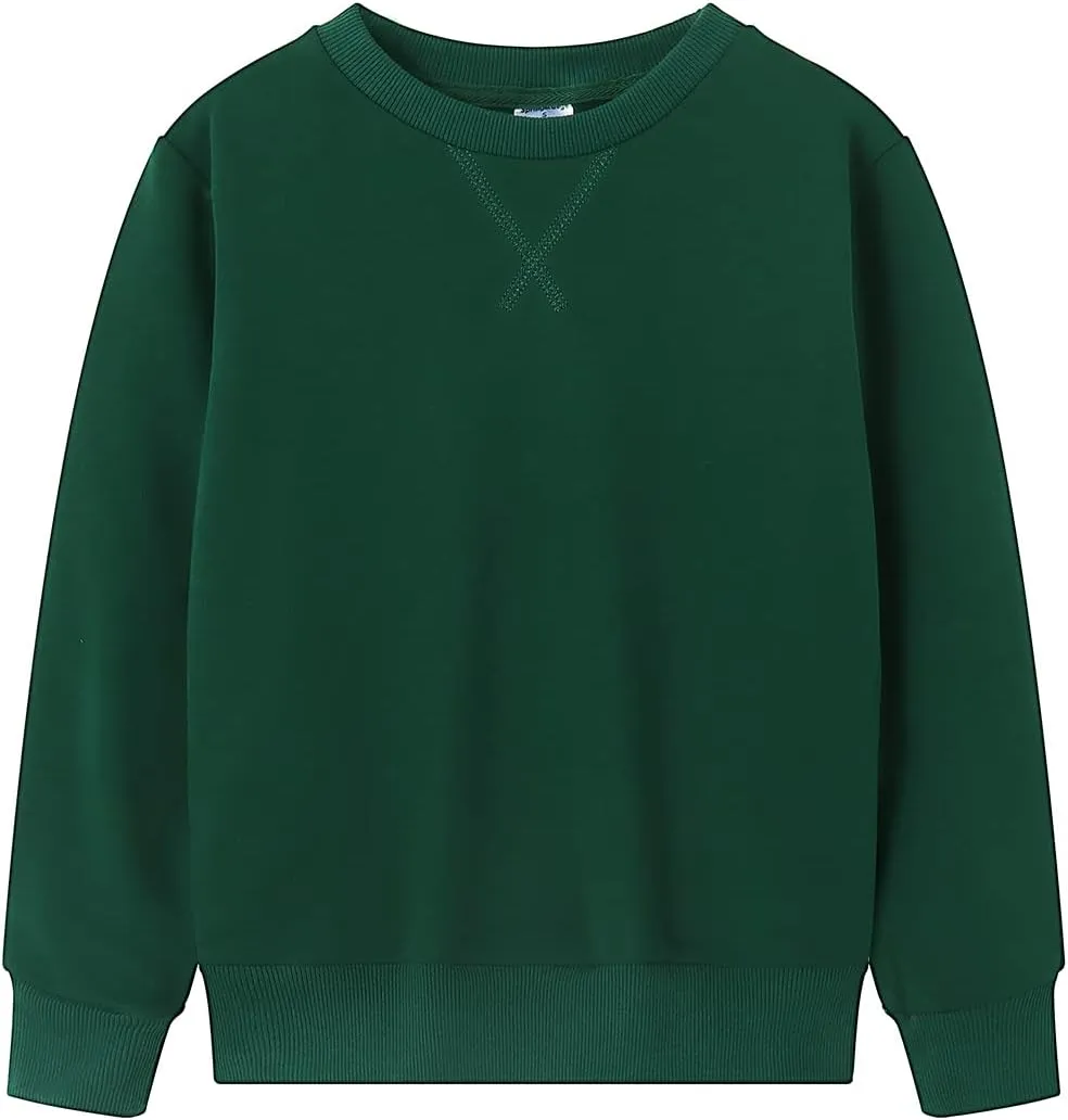 Spring&Gege Youth Basic Sport Crewneck Pullover Sweatshirts for Children3-14 Years