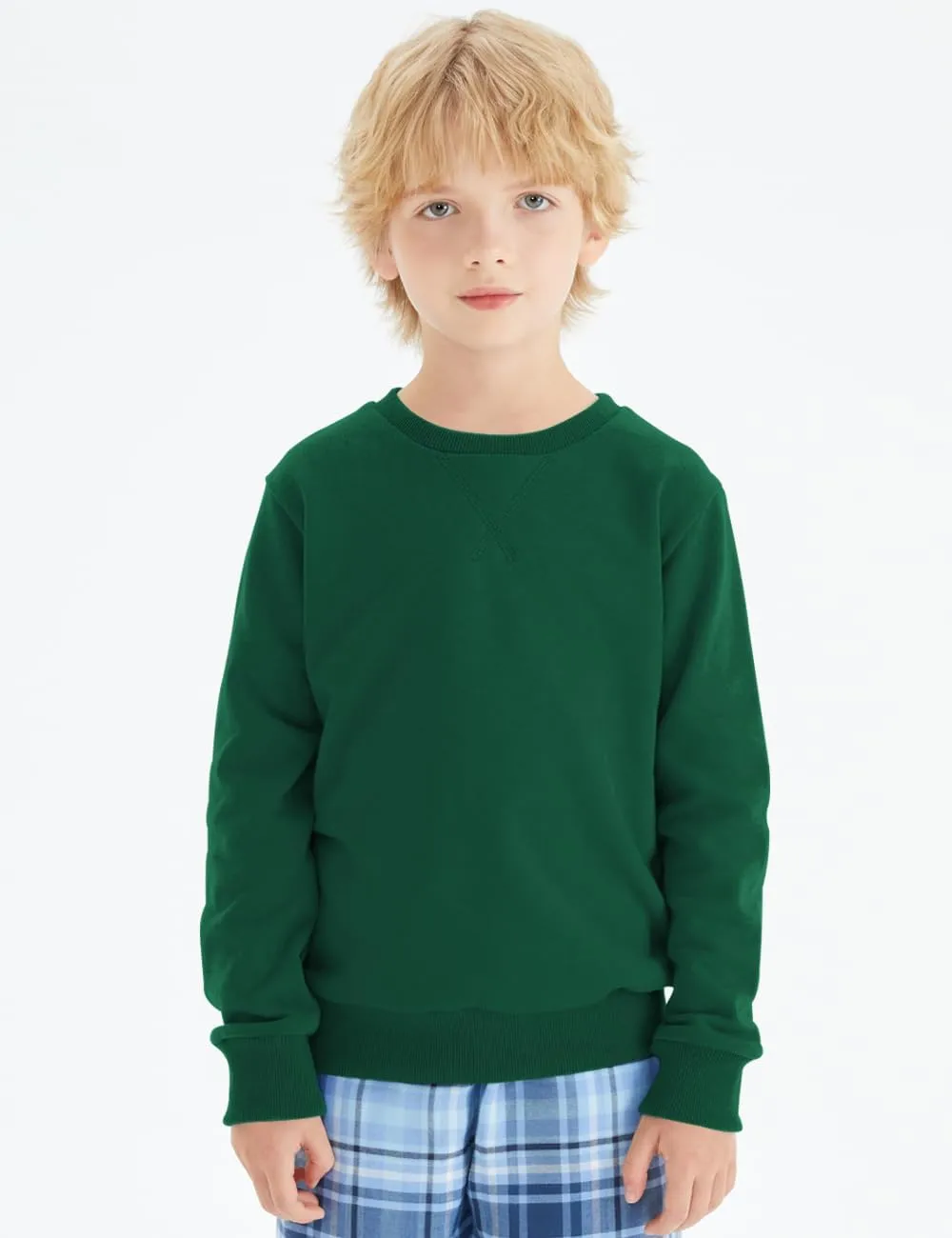 Spring&Gege Youth Basic Sport Crewneck Pullover Sweatshirts for Children3-14 Years