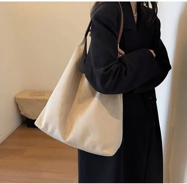 Suede Hobo Bag for Women Slouchy Purse Fashionable Leather Office Tote Handbag Women's Hobo Handbag