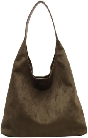 Suede Hobo Bag for Women Slouchy Purse Fashionable Leather Office Tote Handbag Women's Hobo Handbag