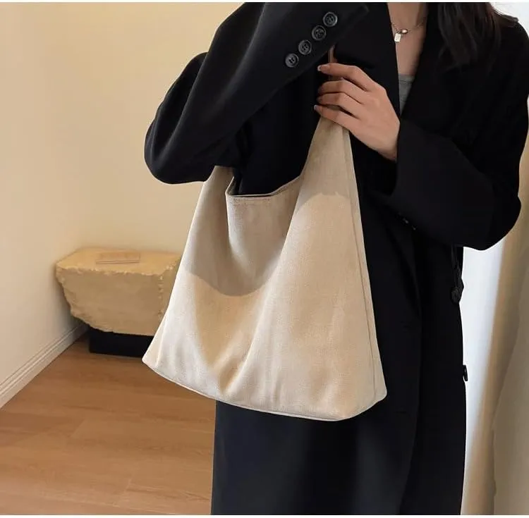 Suede Hobo Bag for Women Slouchy Purse Fashionable Leather Office Tote Handbag Women's Hobo Handbag