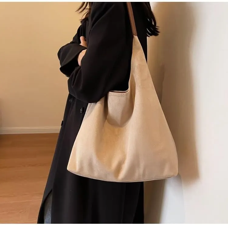 Suede Hobo Bag for Women Slouchy Purse Fashionable Leather Office Tote Handbag Women's Hobo Handbag
