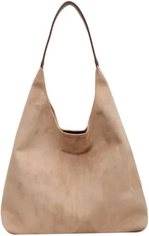 Suede Hobo Bag for Women Slouchy Purse Fashionable Leather Office Tote Handbag Women's Hobo Handbag