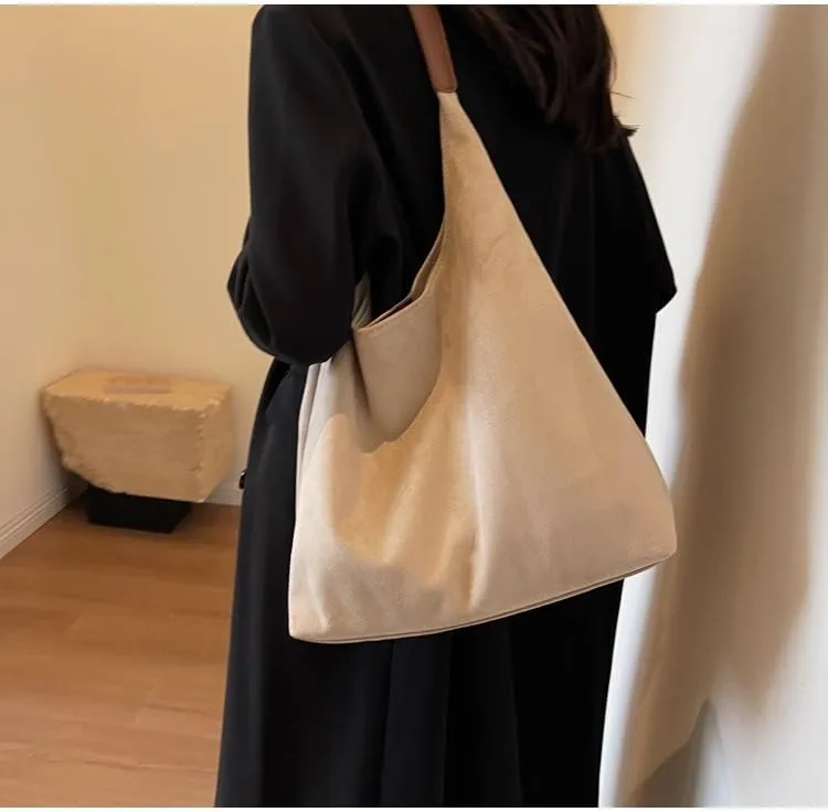Suede Hobo Bag for Women Slouchy Purse Fashionable Leather Office Tote Handbag Women's Hobo Handbag