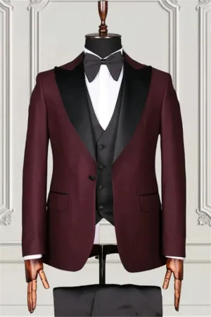 Suzhoufashion Light Blue Peaked Lapel Three Pieces Men Suits