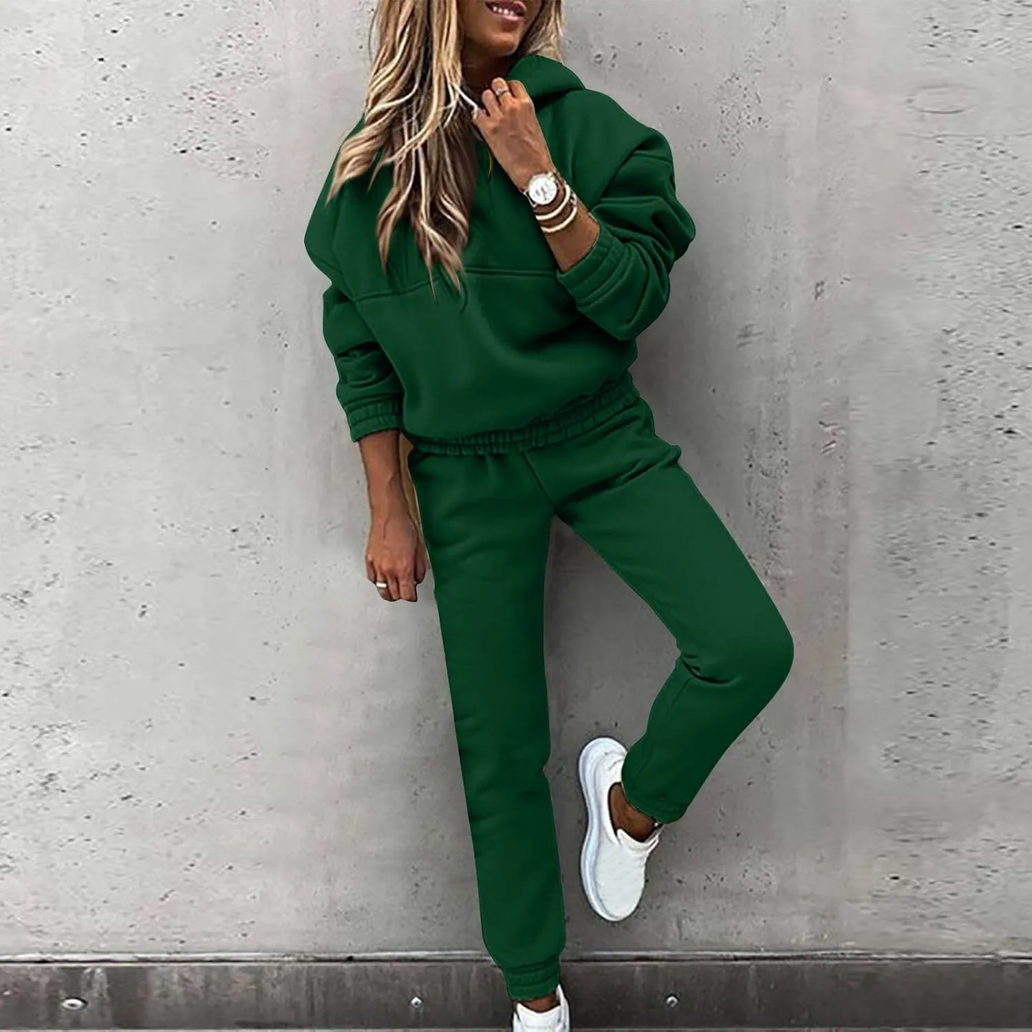 Sweatsuits For Womens 2 Piece Outfits Oversized Hoodie Fleece Sweatshirt And Jogger Sweatpants Y2K Matching Set