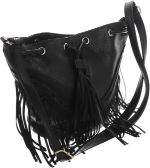 Tassel Bucket Bag for Women Fashionable Crossbody Purse Pu Leather for Summer Outfits