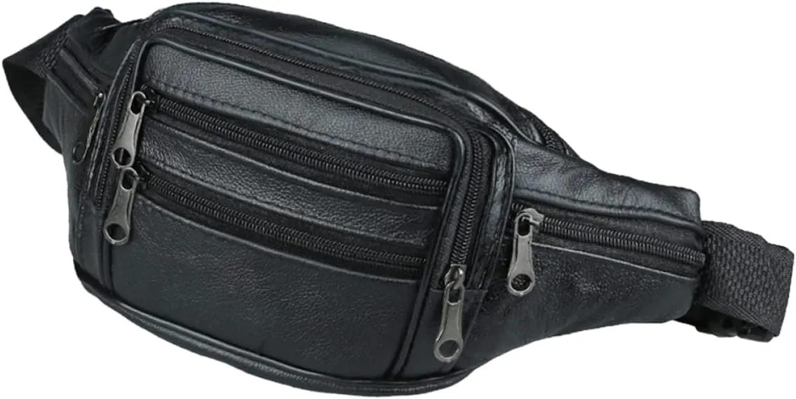 TENDYCOCO Men's Fashionable Leather Fanny Pack Purse Wallet Zipper for Outdoor Sports Travel