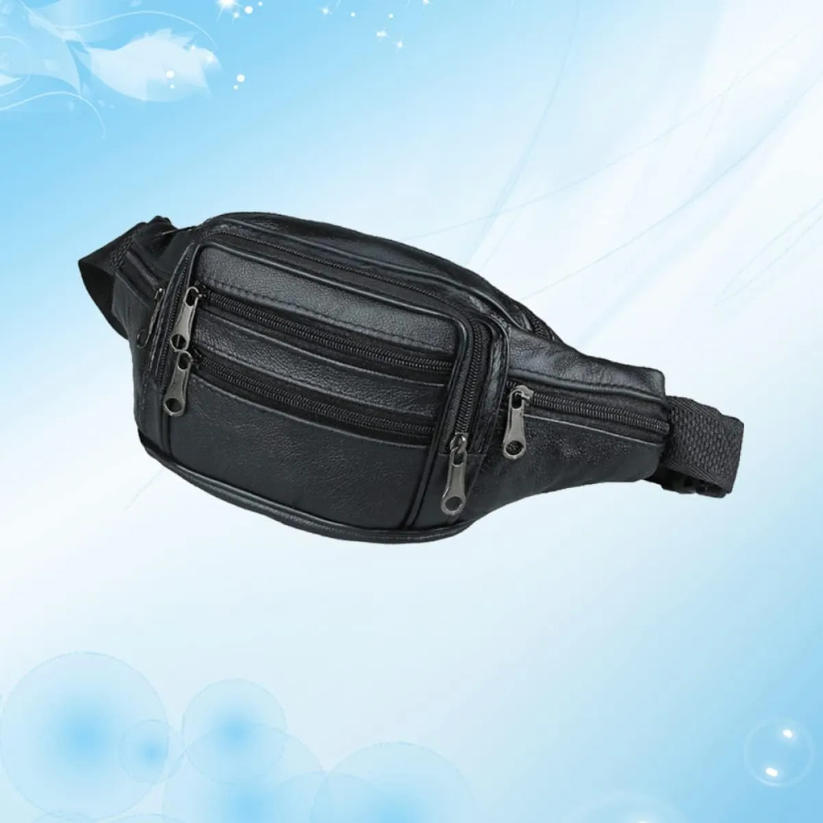 TENDYCOCO Men's Fashionable Leather Fanny Pack Purse Wallet Zipper for Outdoor Sports Travel