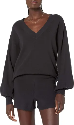 The Drop Women's Mia Bell-Sleeve Deep V-Neck Supersoft Sweater